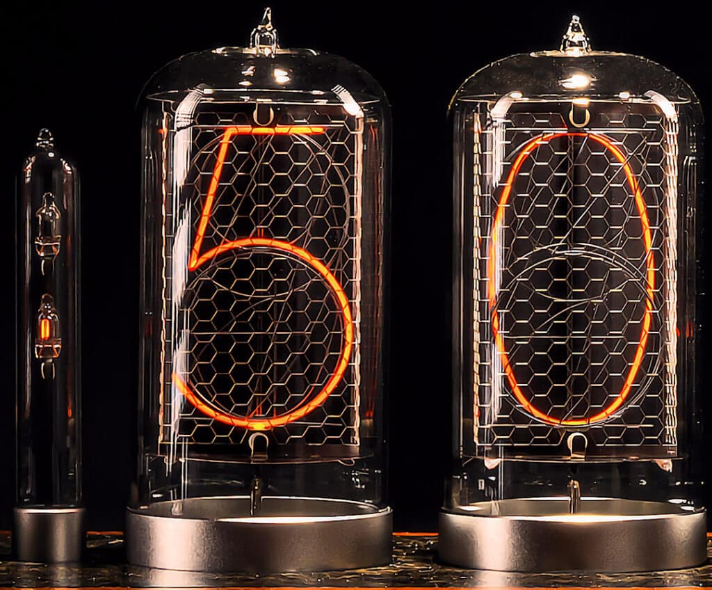 gros plan sur tubes Nixie3 Horloge Nixie, Nixieclock, nixie, nixiefab